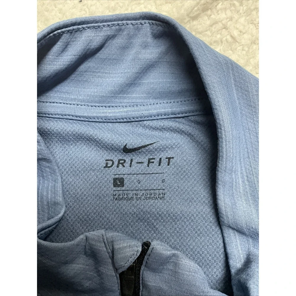 Nike Dri-Fit Womens L 1/4 Zip Pullover Heather Blue Long Sleeve Running Shirt